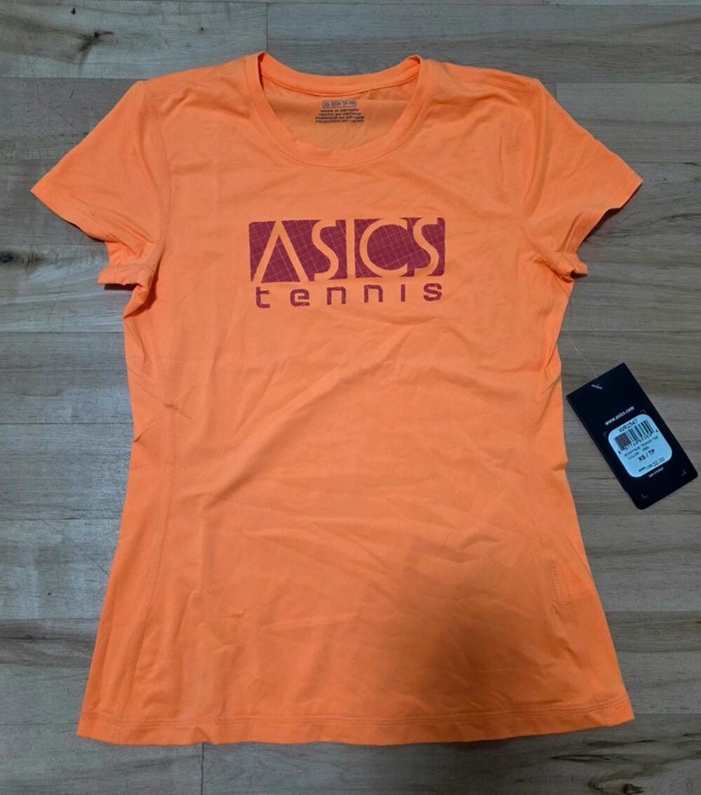 Asics Women's Size XS Tennis Bright Orange Workout Shirt Top Short Sleeve
